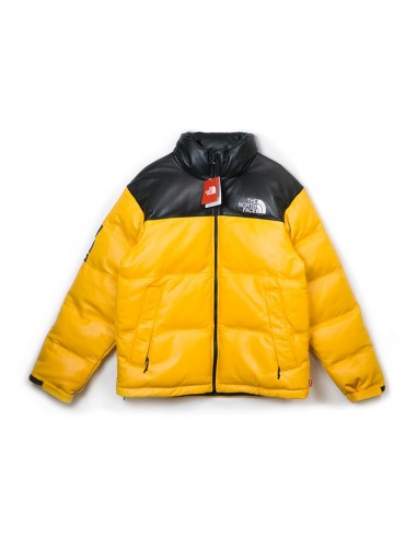 Supreme The North Face Leather Nuptse Jacket Yellow Véritable concentré